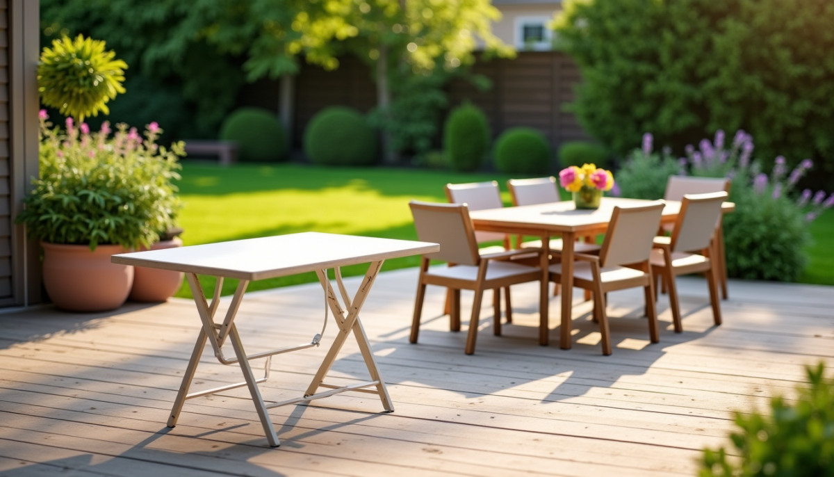 Débuter l&rsquo;aménagement extérieur : table pliante ou ensemble coordonné